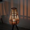 Vintiquewise Indoor and Outdoor Modern Natural Bamboo Decorative Lantern with Black Stand and Glass Candle Holder QI004165